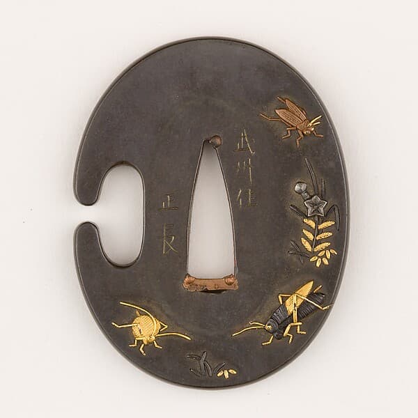 Sword Guard (Tsuba) With the Motif of Insects and Autumnal Vegetation (秋草に虫図鐔)
