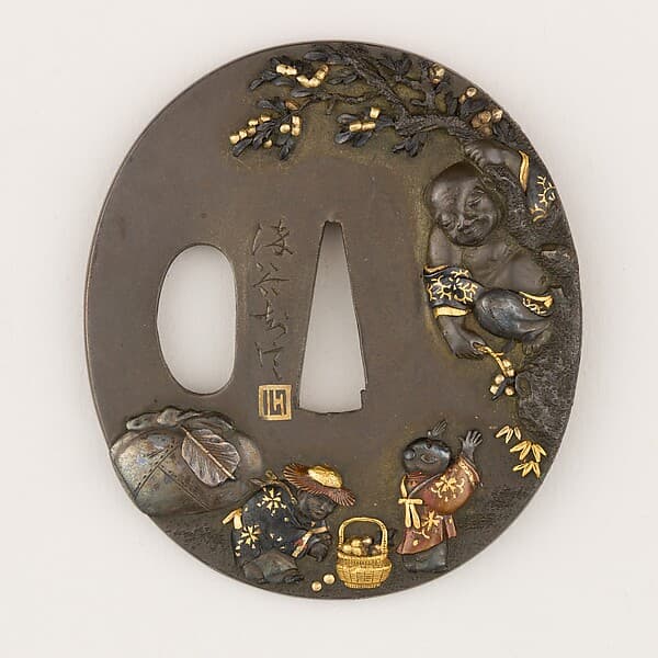 Sword guard (Tsuba) Depicting Hotei (布袋図鐔)