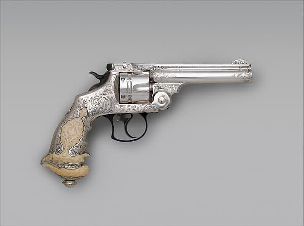 Smith and Wesson .44 Double-Action Revolver for George Jay Gould (1864–1923), serial no. 23402, with Case and Cleaning Brush, by Smith & Wesson