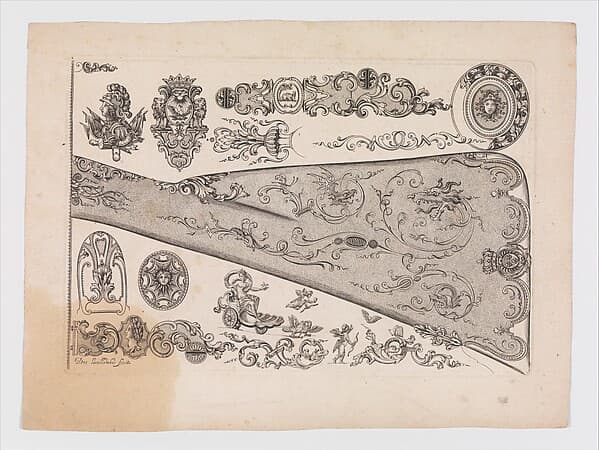 Plate seven from Nouveavx Desseins D'Arquebvseries, by De Lacollombe