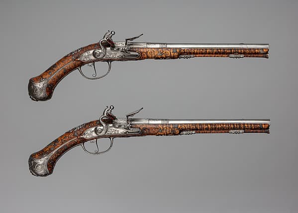 Pair of Flintlock Pistols Made for Christian Ernst, Margrave of Brandenburg-Ansbach-Bayreuth-Kulmbach, by Charles Froment