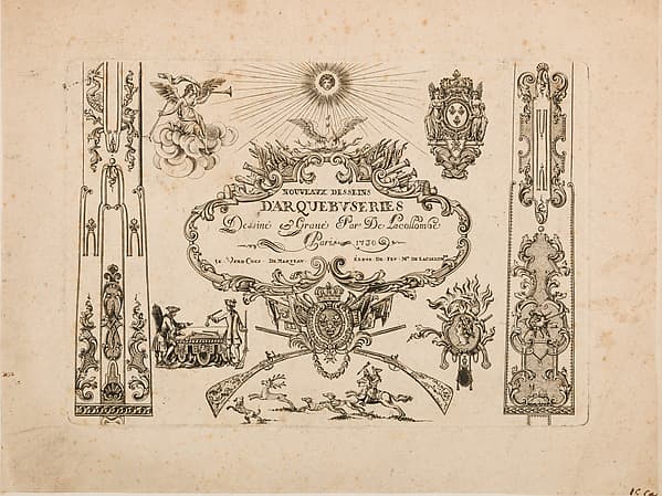 Plate One (Title Page) from Nouveavx Desseins D'Arquebvseries, by De Lacollombe