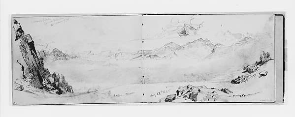 Volcanic Peak [Cover?] Between Two Banks of Fog (from Sketchbook X), by William Trost Richards