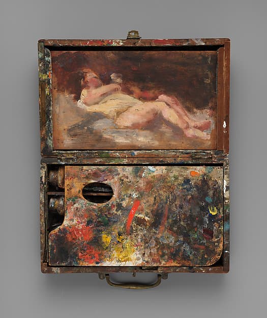 Paint box with nude study, by Helena de Kay