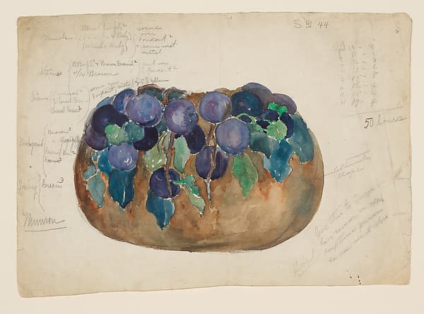 Design for Enamel "Plum" Bowl, by Louis C. Tiffany