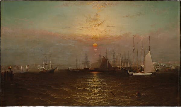 New York Harbor with Brooklyn Bridge, by G. Baker
