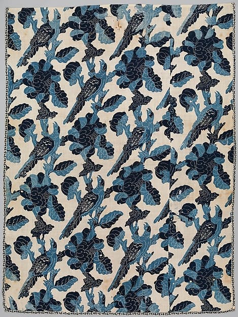 Curtain panel, blue-resist textile