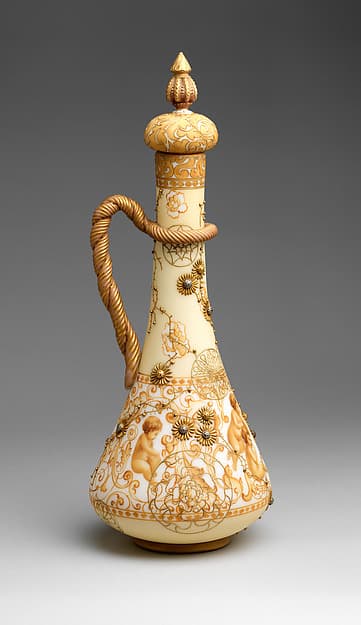 Crown Milano Covered Ewer, by Mount Washington Glass Company