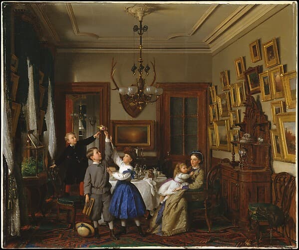 The Contest for the Bouquet: The Family of Robert Gordon in Their New York Dining-Room, by Seymour Joseph Guy