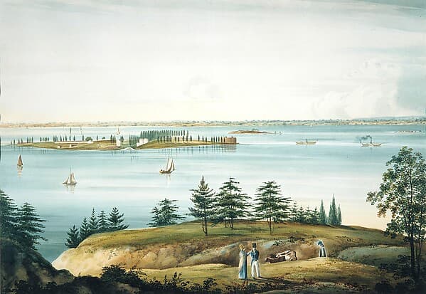 The Bay of New York and Governors Island Taken from Brooklyn Heights, by William Guy Wall