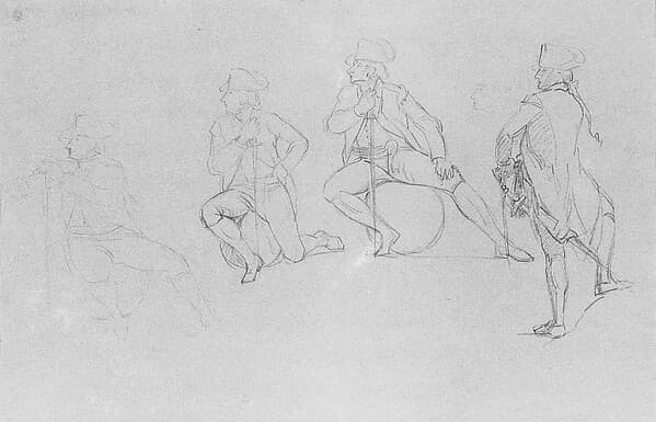 Study for "The Siege of Gibraltar": Officer in Four Poses, by John Singleton Copley