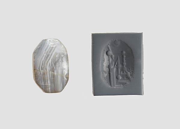 Stamp seal (octagonal pyramid) with cultic scene