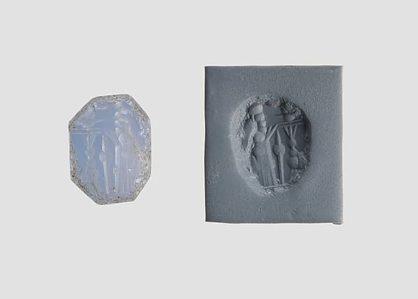 Stamp seal (octagonal pyramid) with cultic scene