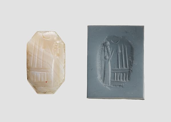 Stamp seal (octagonal pyramid) with cultic scene