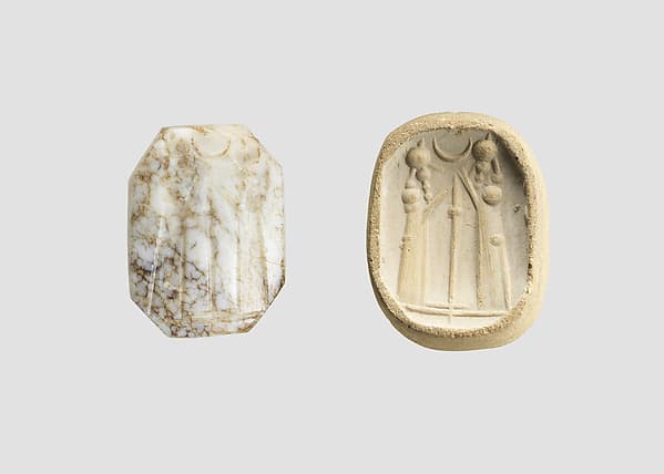 Stamp seal (octagonal pyramid) with cultic scene