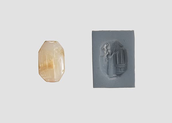 Stamp seal (octagonal pyramid) with cultic scene