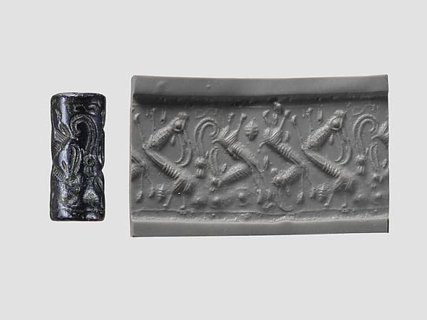 Cylinder seal and modern impression: horned animals