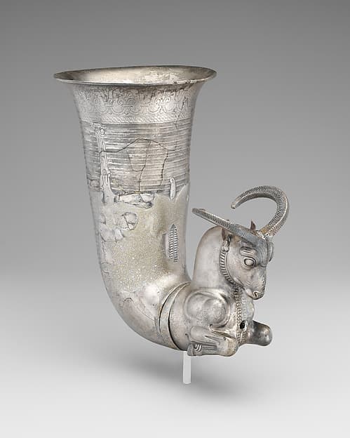Rhyton terminating in the forepart of a ram