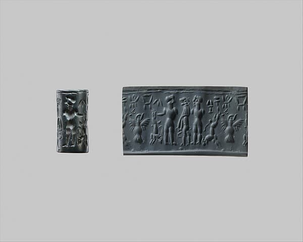 Cylinder seal and modern impression: combat between men and a lion