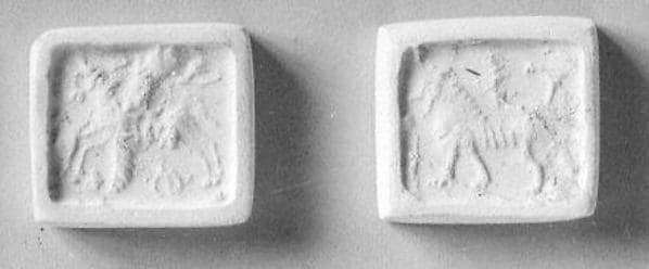 Stamp seal (cubical) with animals, monsters, and divine symbols