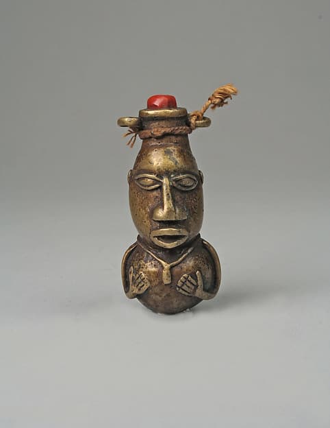 Medicine Vessel: Figure, by Ìgùn Ẹ́rọ̀nwwọ̀n (brass-casting guild) artists and obo (ritual specialist)