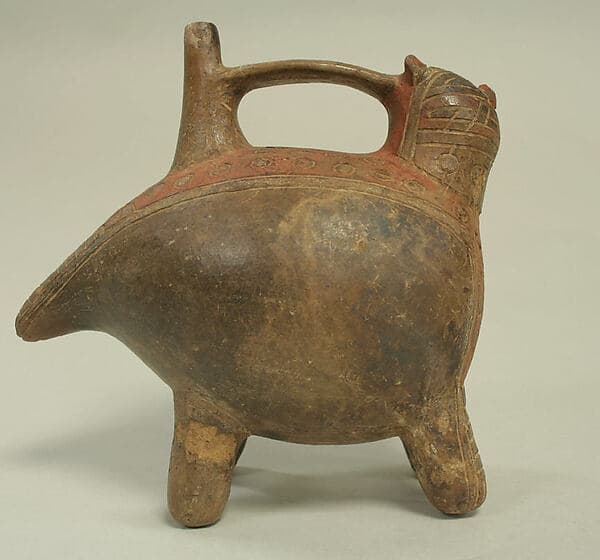 Double Spout and Bridge Bottle in Feline Shape