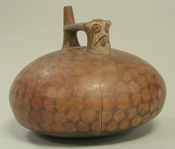 Double Spout and Bridge Bottle with Bird