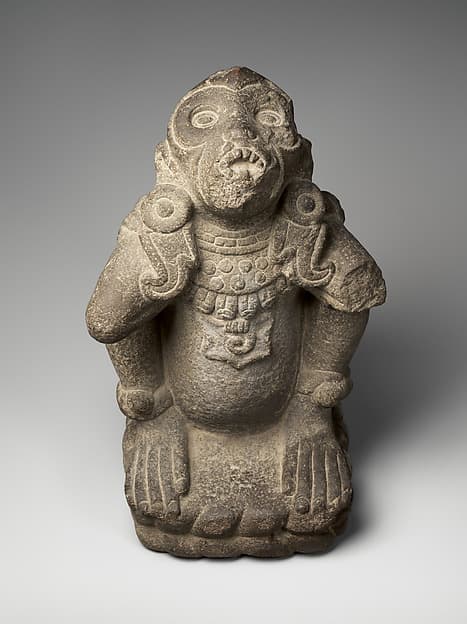 Spider monkey wearing wind god regalia, by Mexica artist(s)