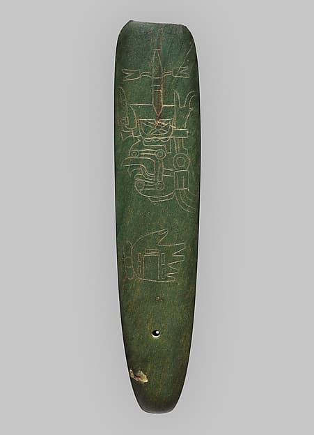 Modified celt-pendant with incised motifs, by Olmec artist(s)