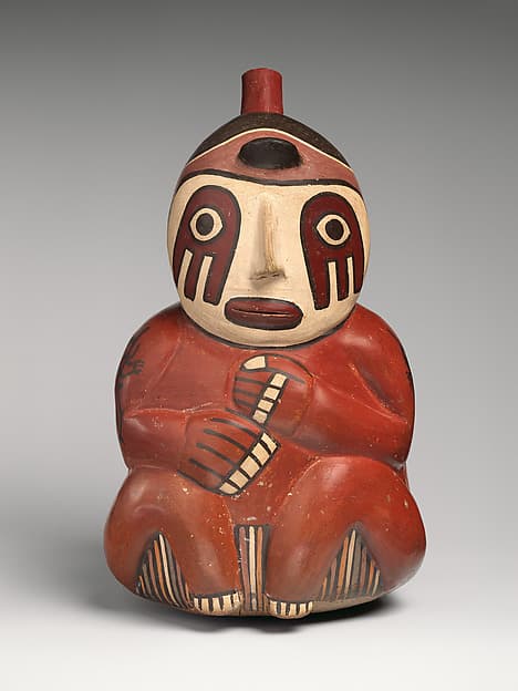 Bottle with seated figure, by Nasca artist(s)