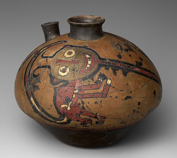 Jar with flying figure (the Oculate Being), by Paracas artist(s)