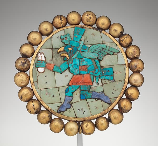 Ear ornament with winged runner, by Moche artist(s)