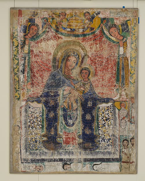 Wall painting of the Virgin and Child with donors, by Northern Highlands artist