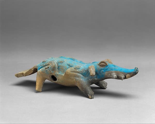 Crocodile whistle and rattle, by Maya artist(s)