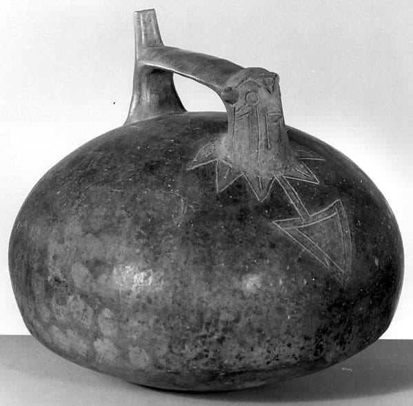 Double Spout and Bridge Bottle with Bird