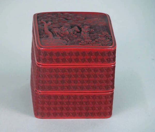 Tiered Box with Figures in a Landscape