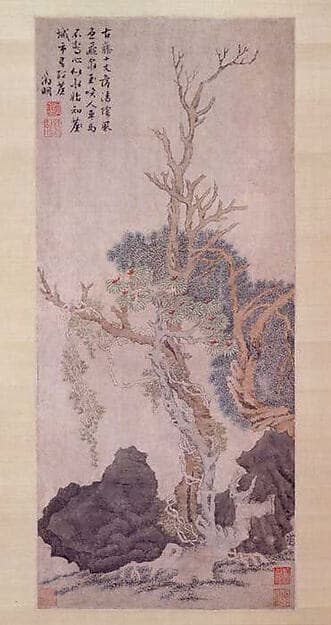 Old Wisteria among Trees and Rocks, by Unidentified artist