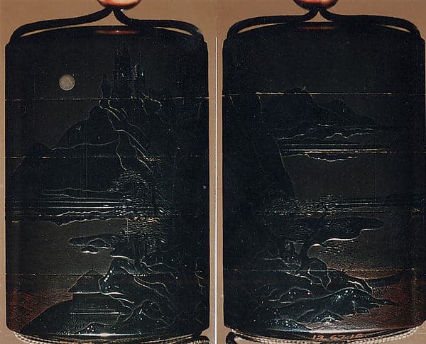 Inrō with Chinese Landscape in Moonlight