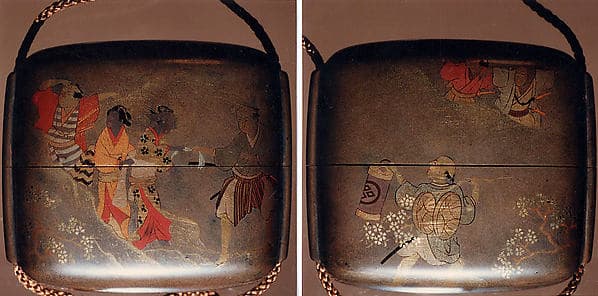 Case (Inrō) with Design of Cherry-Blossom Viewing, by Kajikawa School