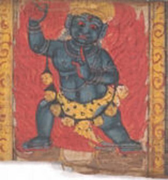 The Wrathful Protector Mahakala: Folio from a Manuscript of the Ashtasahasrika Prajnaparamita (Perfection of Wisdom)