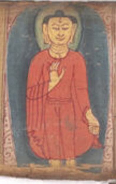 Buddha Offering Protection (Abhaya Mudra), Leaf from a dispersed Ashtasahasrika Prajnaparamita (Perfection of Wisdom) Manuscript