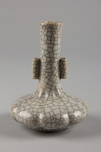 Long-neck vase with tubular handles