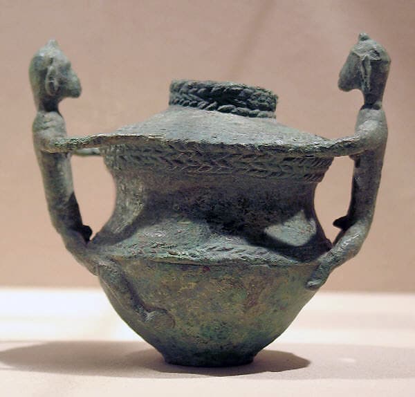 Lime Container with Figural Handles