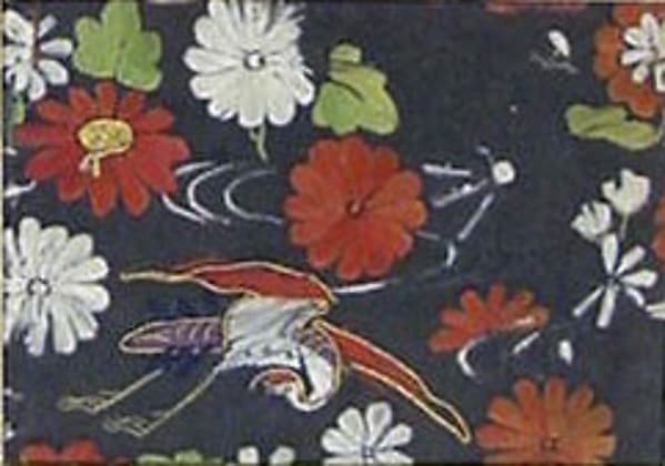 Piece from a Kosode with Crane and Chrysanthemums