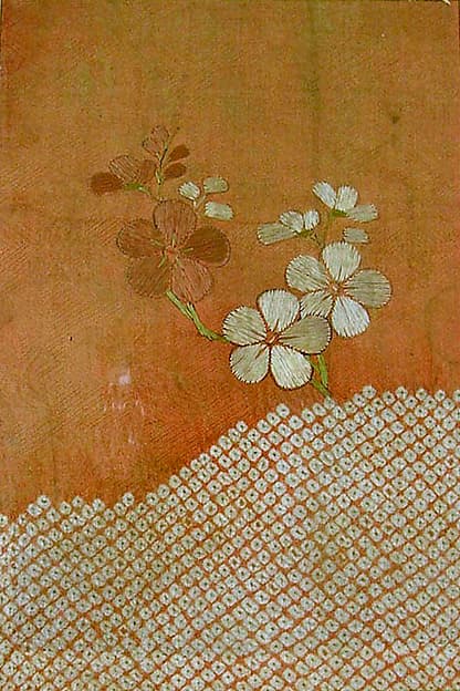 Piece from a Kosode with Plum Blossoms and Cloud
