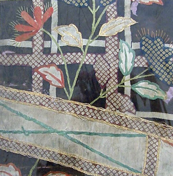 Piece from a Kosode with Fence and Autumn Flowers
