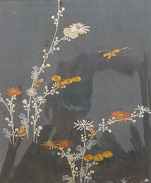 Piece from a Kosode with Chrysanthemums and Butterfly