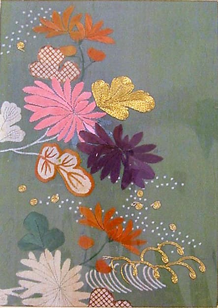 Piece from a Kosode with Chrysanthemums and Waves