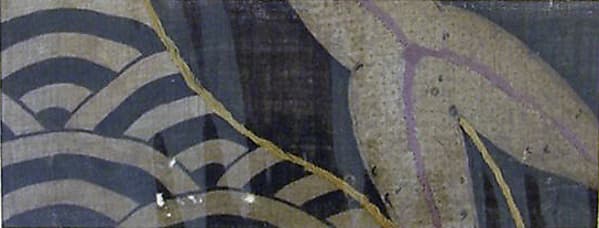 Piece from a Summer Kosode (katabira) with Partial Leaf and Stylized Waves