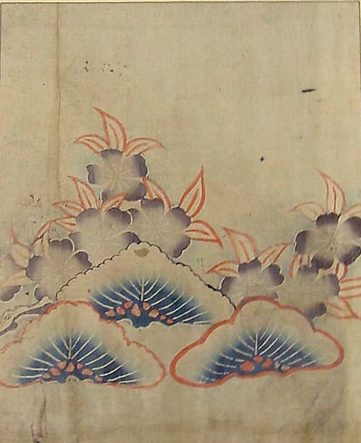 Piece from a Kosode with Pine Boughs and Cherry Blossoms